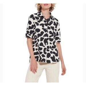 Lysse New York Wild Contrast Animal Print Button Down Large Brand New